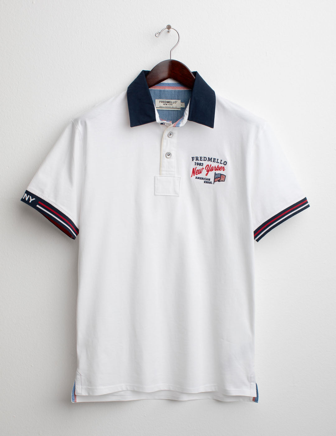 Polo a Manica Corta con Collo in Gabardina a Contrasto uomo white fm25s20qc cc-a0001 Polo a Manica Corta con Collo in Gabardina a Contrasto