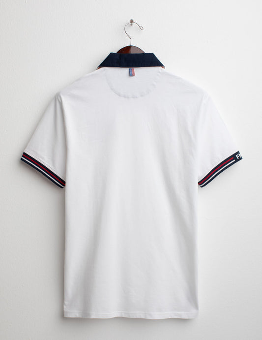 Short Sleeve Polo Shirt with Contrasting Gabardine Collar - back - 002