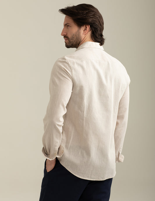Mixed Linen Shirt - back - 002