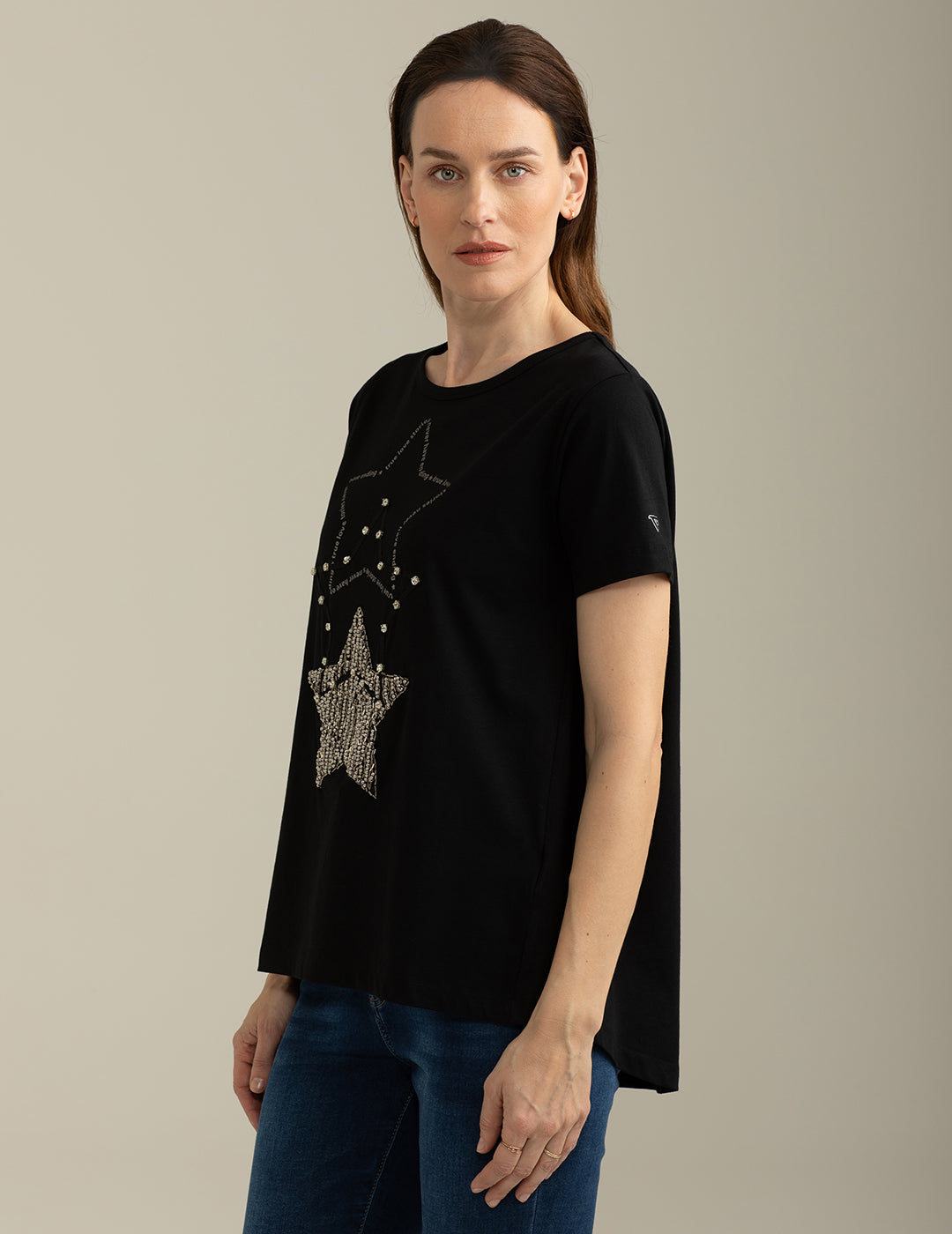T-shirt Girocollo a Manica Corta donna black fw25s08tg cc-a0951 T-shirt Girocollo a Manica Corta