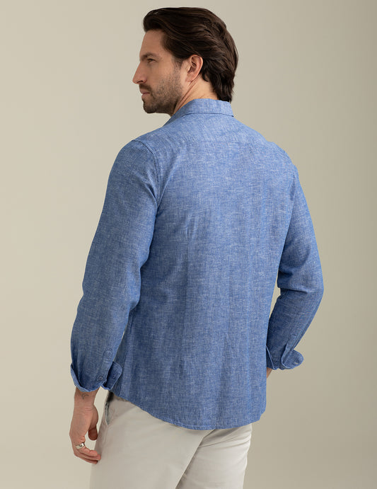 Mixed Linen Shirt - back - 002