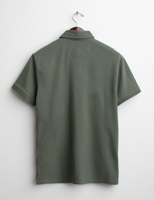 Short Sleeve Piquet Stretch Polo Shirt - back - 002