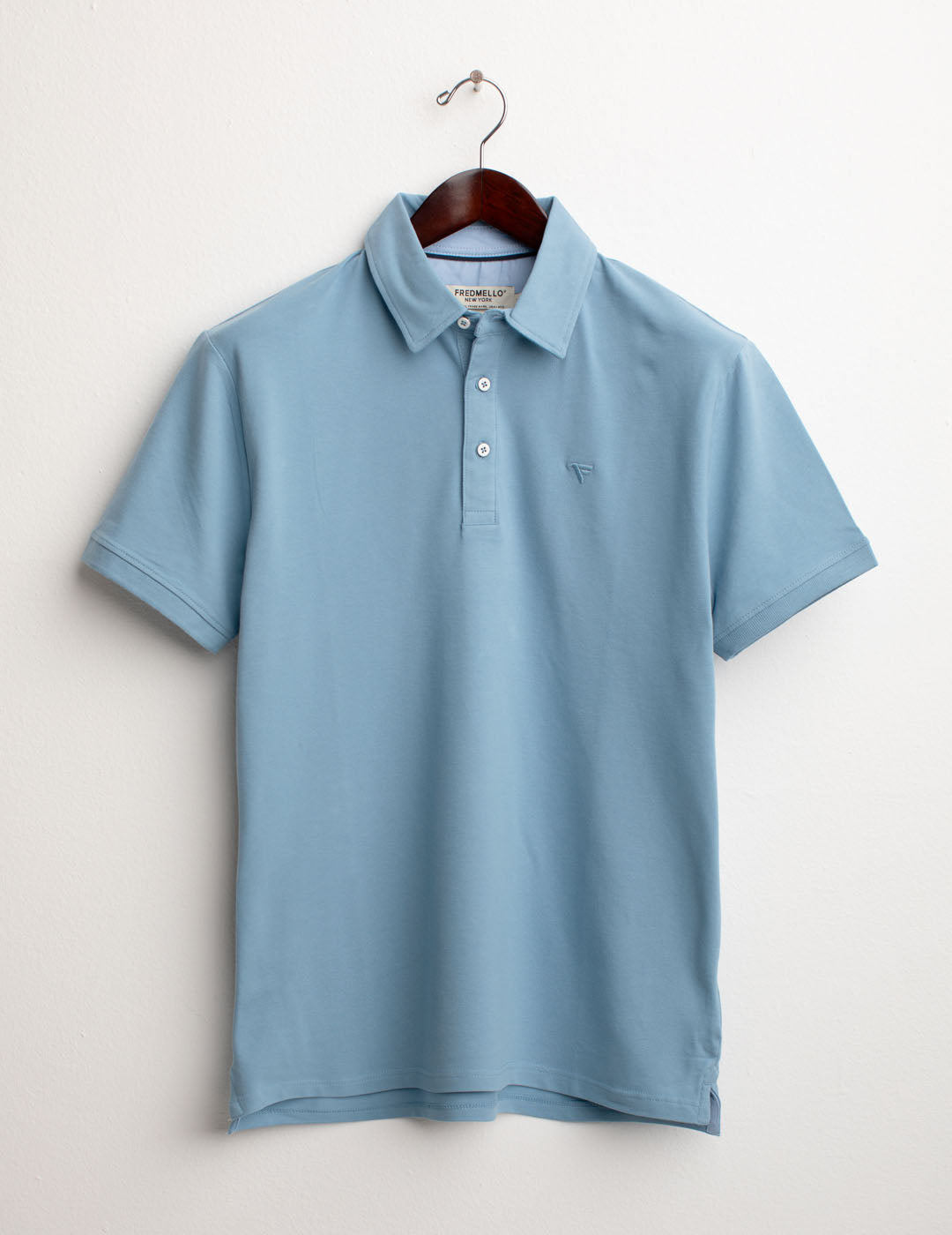 Short Sleeve Piquet Stretch Polo Shirt man light blue fm25s08qu cc-a1001 Short Sleeve Piquet Stretch Polo Shirt