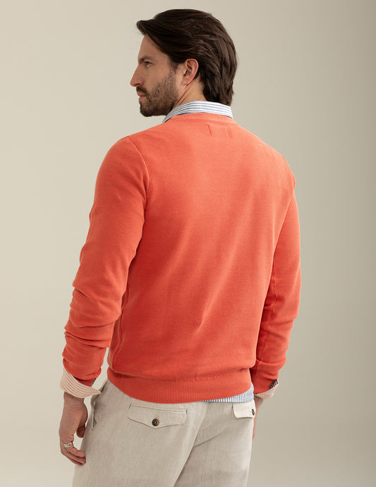 Piquet Stitch Crew Neck Sweater - back - 002