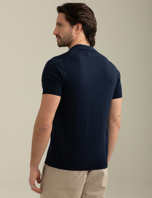Knitted Half Sleeve Polo - back - 002