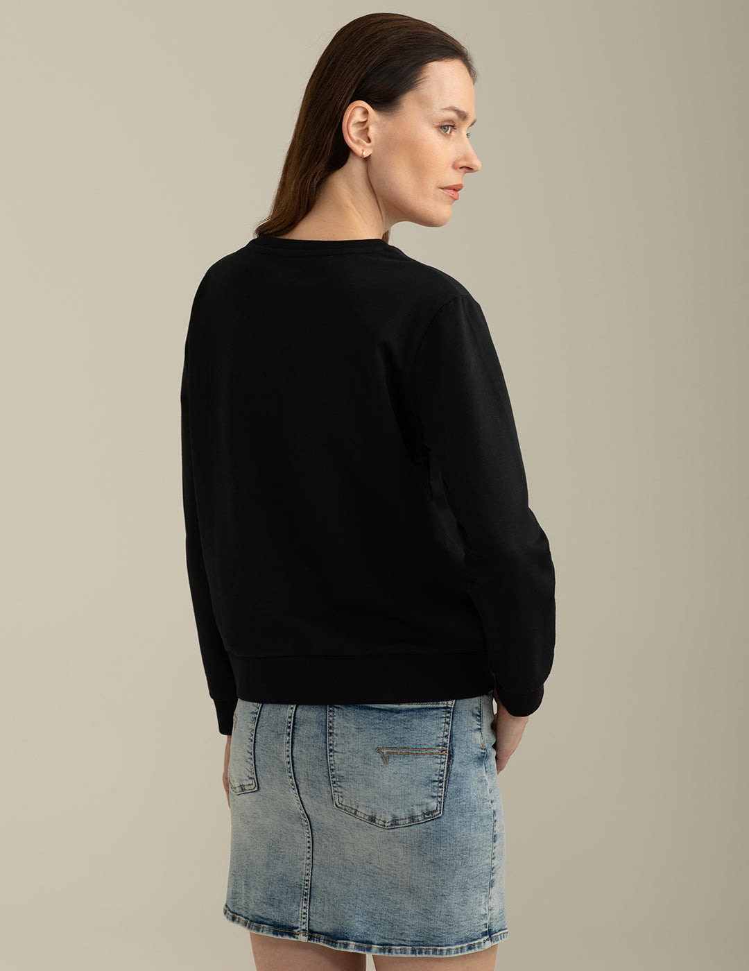 Felpa Stretch Girocollo Manica Lunga donna black fw25s10fg cc-a0951 Felpa Stretch Girocollo Manica Lunga