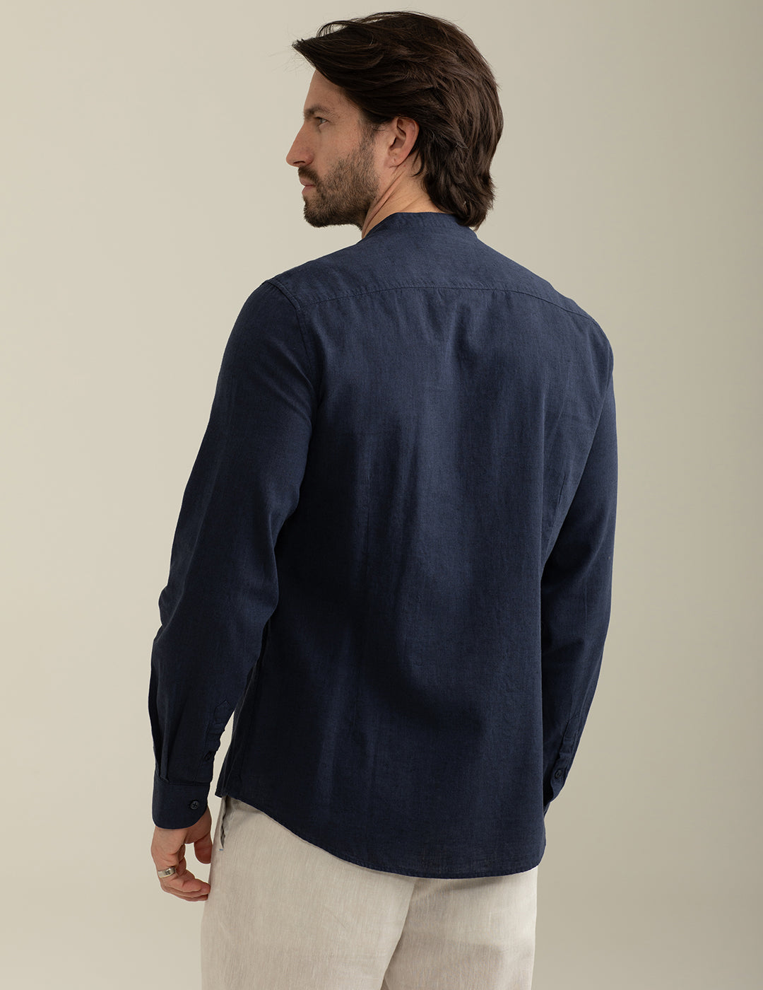 Camicia Coreana Misto Lino uomo blue fm25s03cu cc-a0601 Camicia Coreana Misto Lino