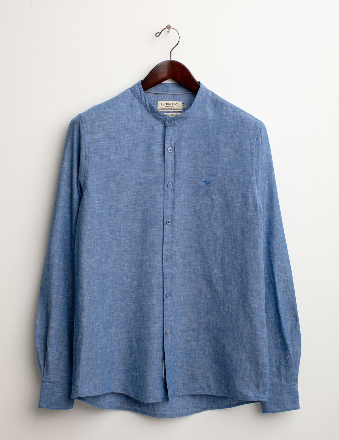 Camicia Coreana Misto Lino uomo cobalt fm25s03cu cc-a0607 Camicia Coreana Misto Lino