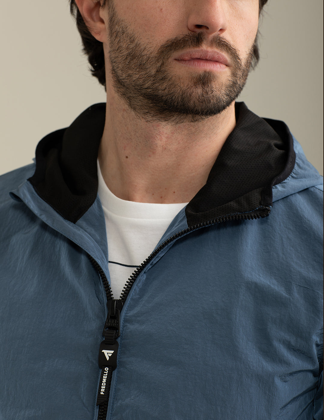 Hooded Windbreaker Jacket man light blue fm25s02ku cc-a1001 Hooded Windbreaker Jacket
