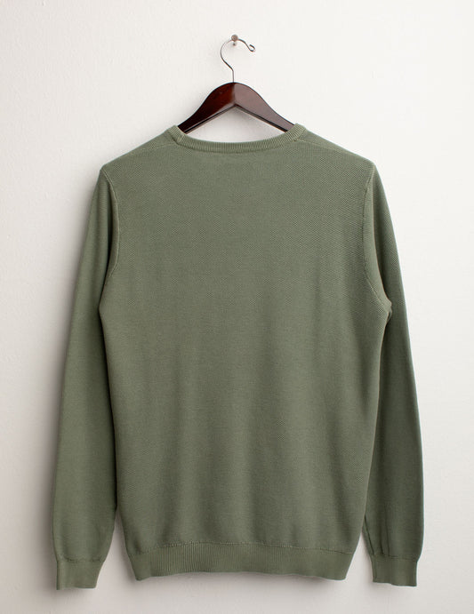Piquet Stitch Crew Neck Sweater - back - 002