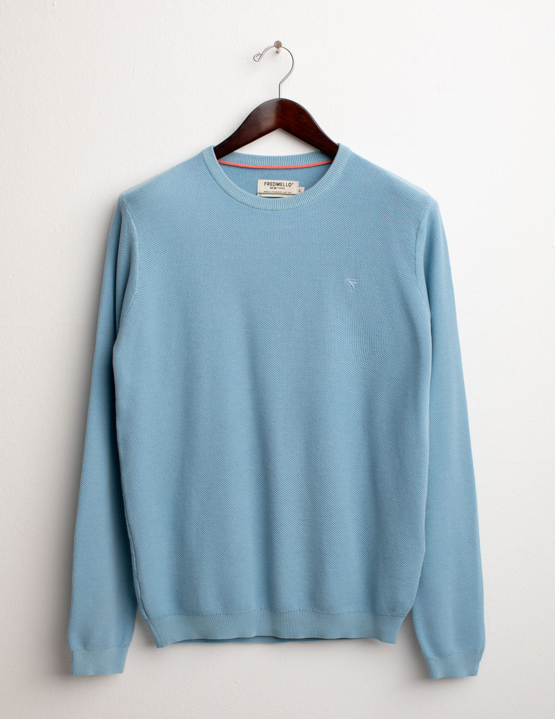 Piquet Stitch Crew Neck Sweater man light blue fm25s03mg cc-a1001 Piquet Stitch Crew Neck Sweater
