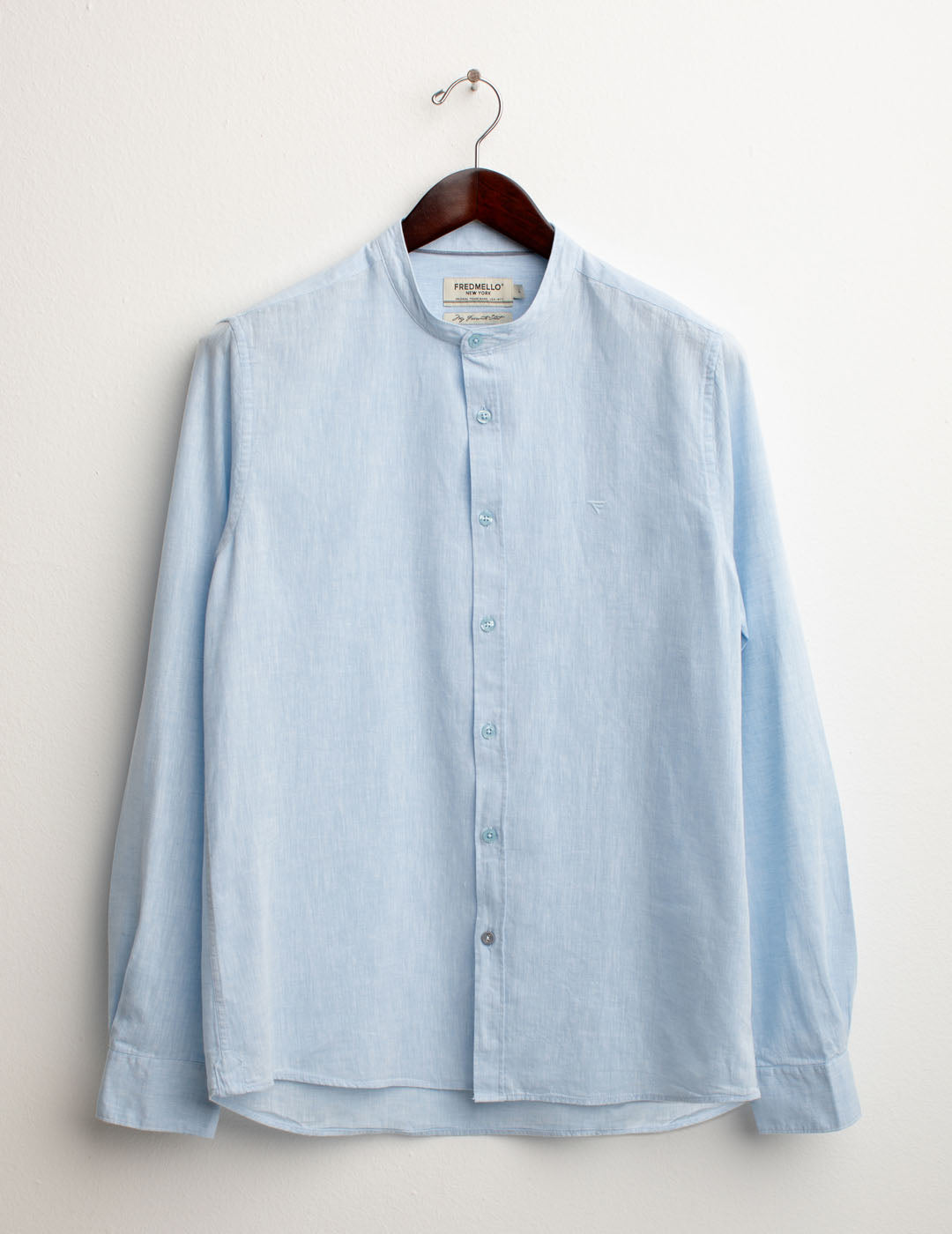 Camicia Coreana Misto Lino uomo light blue fm25s03cu cc-a1001 Camicia Coreana Misto Lino