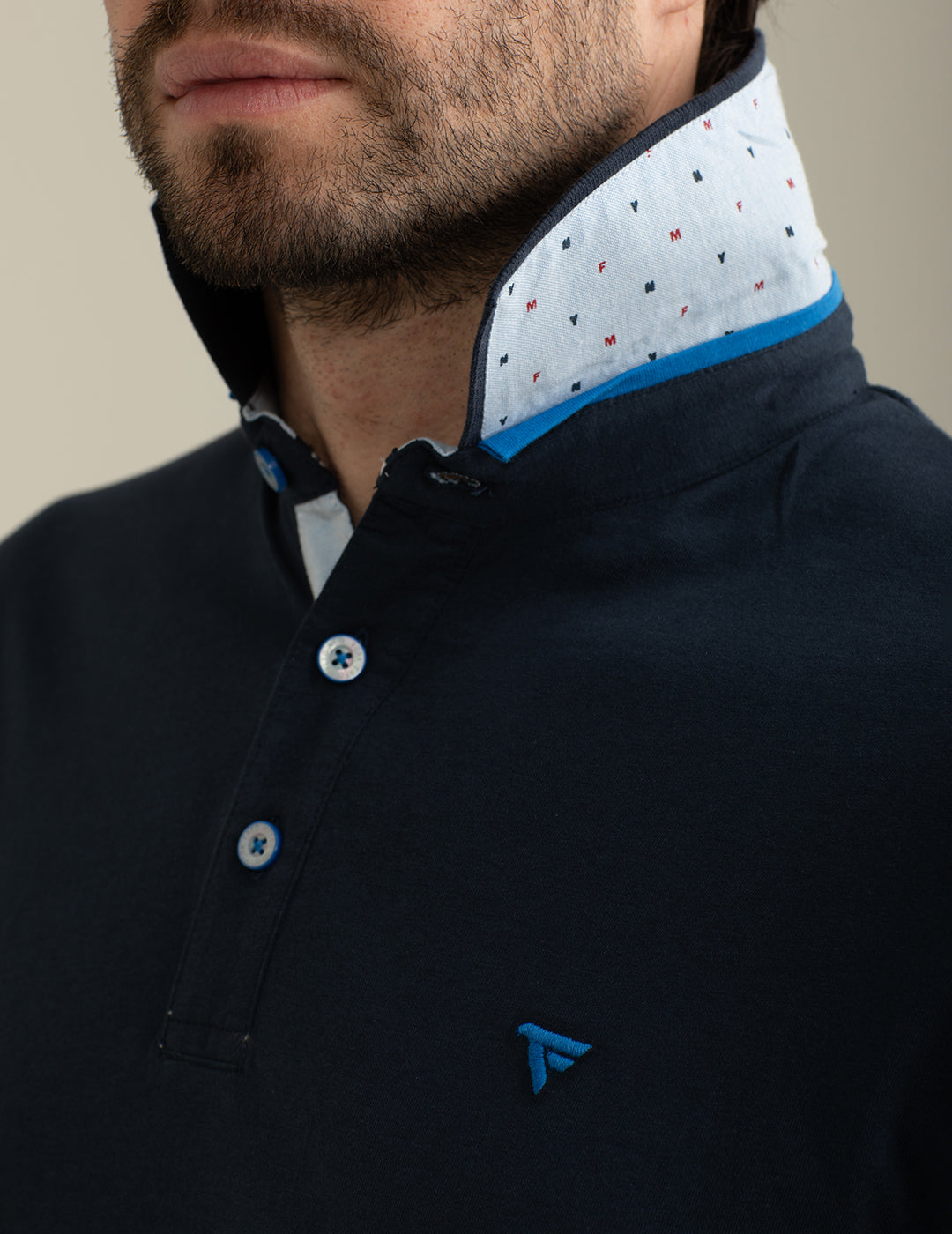 Long Sleeve Polo man blue fm25s10qu cc-a0601 Long Sleeve Polo
