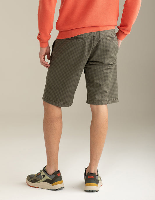 All-Over Printed Gabardine Chino Bermuda Shorts - back - 002