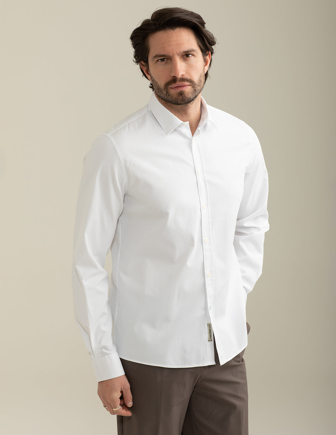Camicia in Jacquard Stretch uomo white fm25s04cu cc-a0001 Camicia in Jacquard Stretch