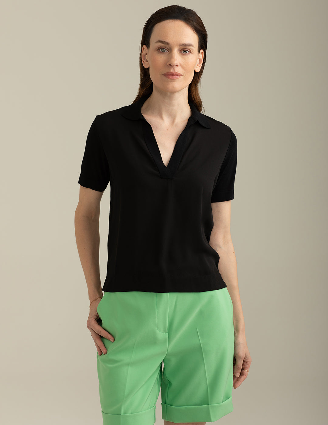 Short Sleeve Polo Shirt woman black fw25s12mm cc-a0951 Short Sleeve Polo Shirt