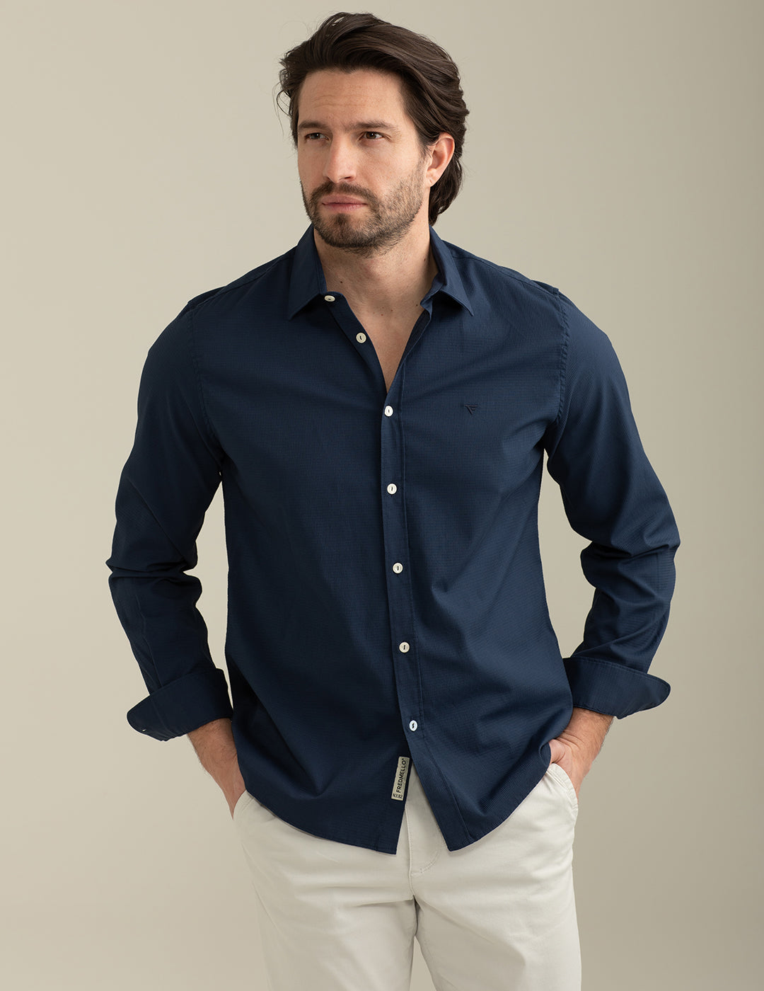 Camicia in Jacquard Stretch uomo blue fm25s04cu cc-a0601 Camicia in Jacquard Stretch