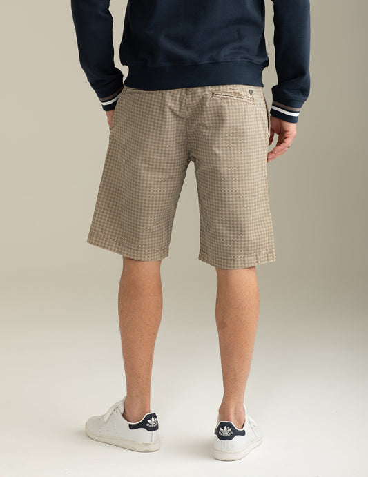 All-Over Printed Gabardine Chino Bermuda Shorts - back - 002
