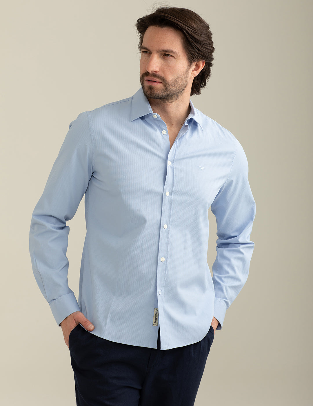 Camicia in Jacquard Stretch uomo light blue fm25s04cu cc-a1001 Camicia in Jacquard Stretch