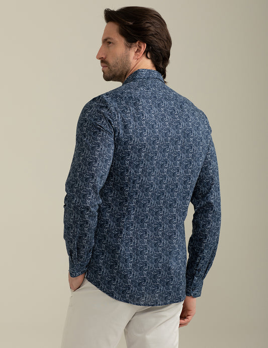 Allover Printed Flamed Cotton Shirt - back - 002