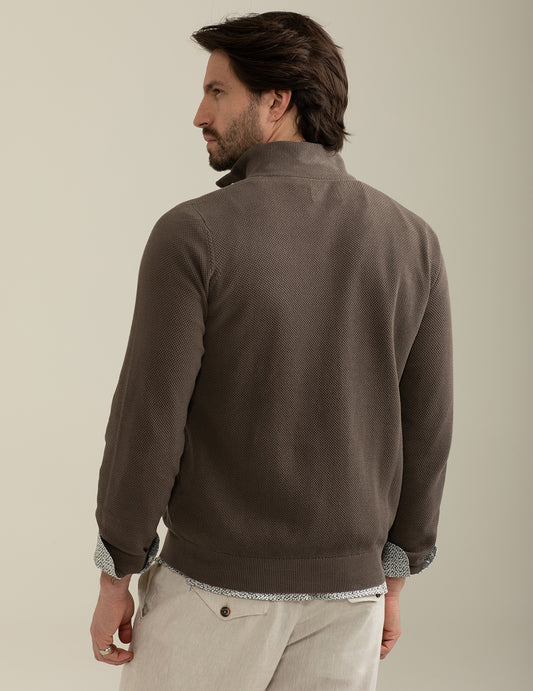 Full Zip Long Sleeve Sweater - back - 002