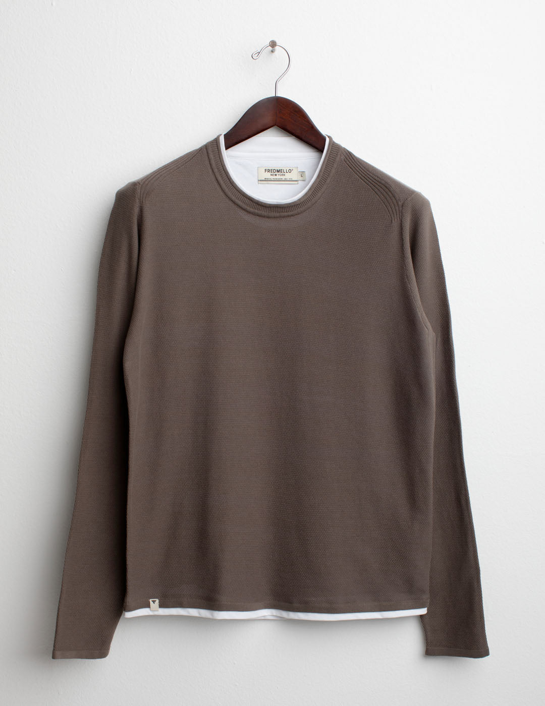 Long Sleeve Crew-Neck Sweater man taupe fm25s12mg cc-a0114 Long Sleeve Crew-Neck Sweater