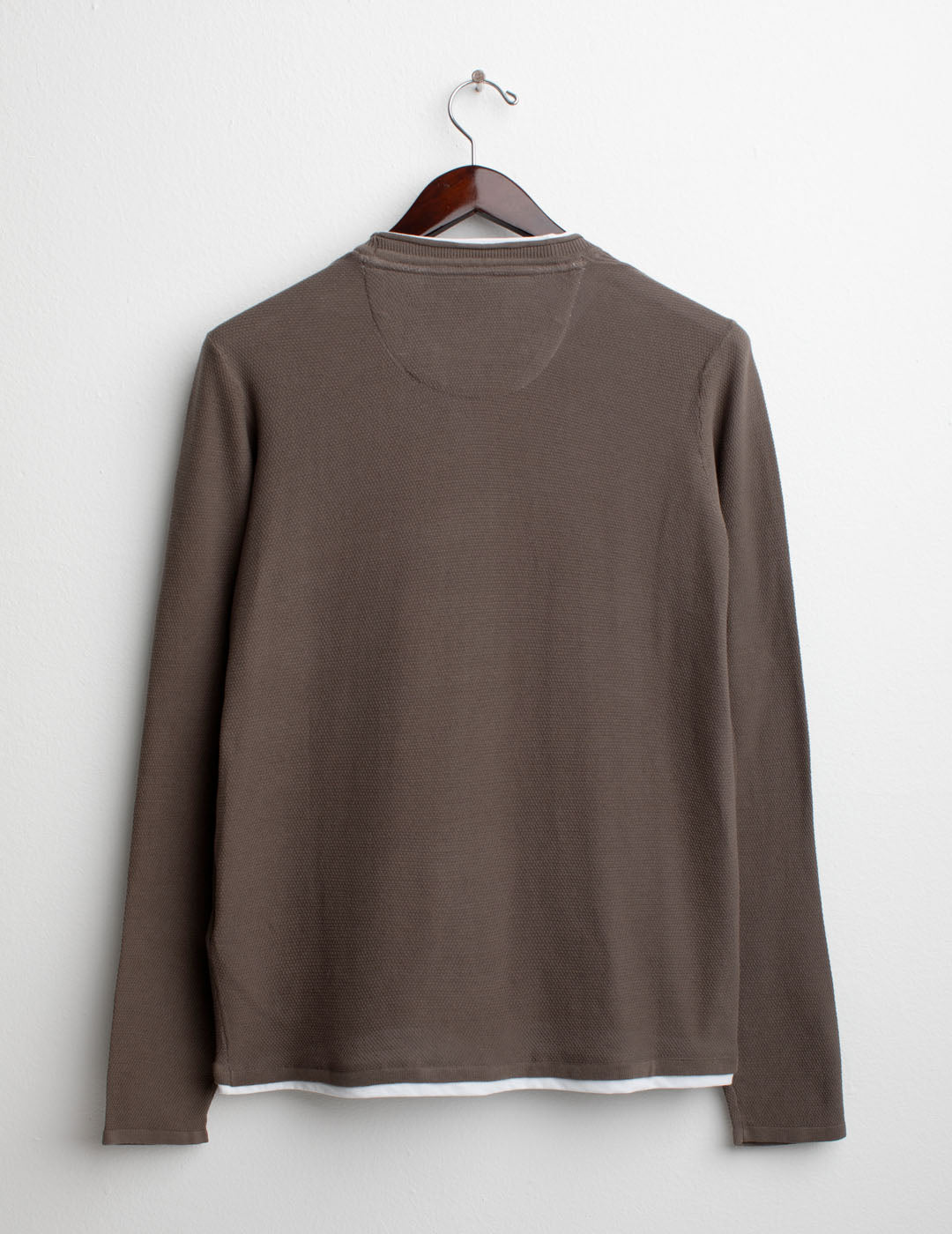 Long Sleeve Crew-Neck Sweater man taupe fm25s12mg cc-a0114 Long Sleeve Crew-Neck Sweater