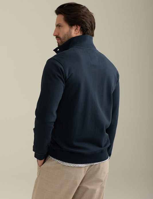 Sweatshirt Cardigan with Stand-Up Collar - back - 002