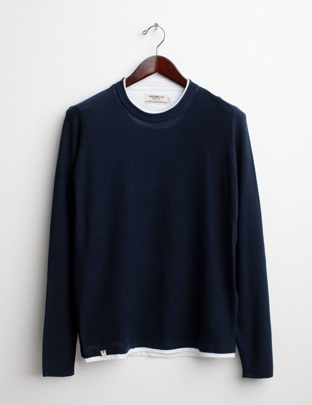 Maglia Girocollo a Maniche Lunghe uomo blue fm25s12mg cc-a0601 Maglia Girocollo a Maniche Lunghe