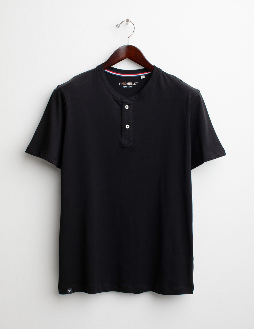 T-shirt serafino girocollo a manica corta uomo black fm25s04ts cc-a0951 T-shirt serafino girocollo a manica corta