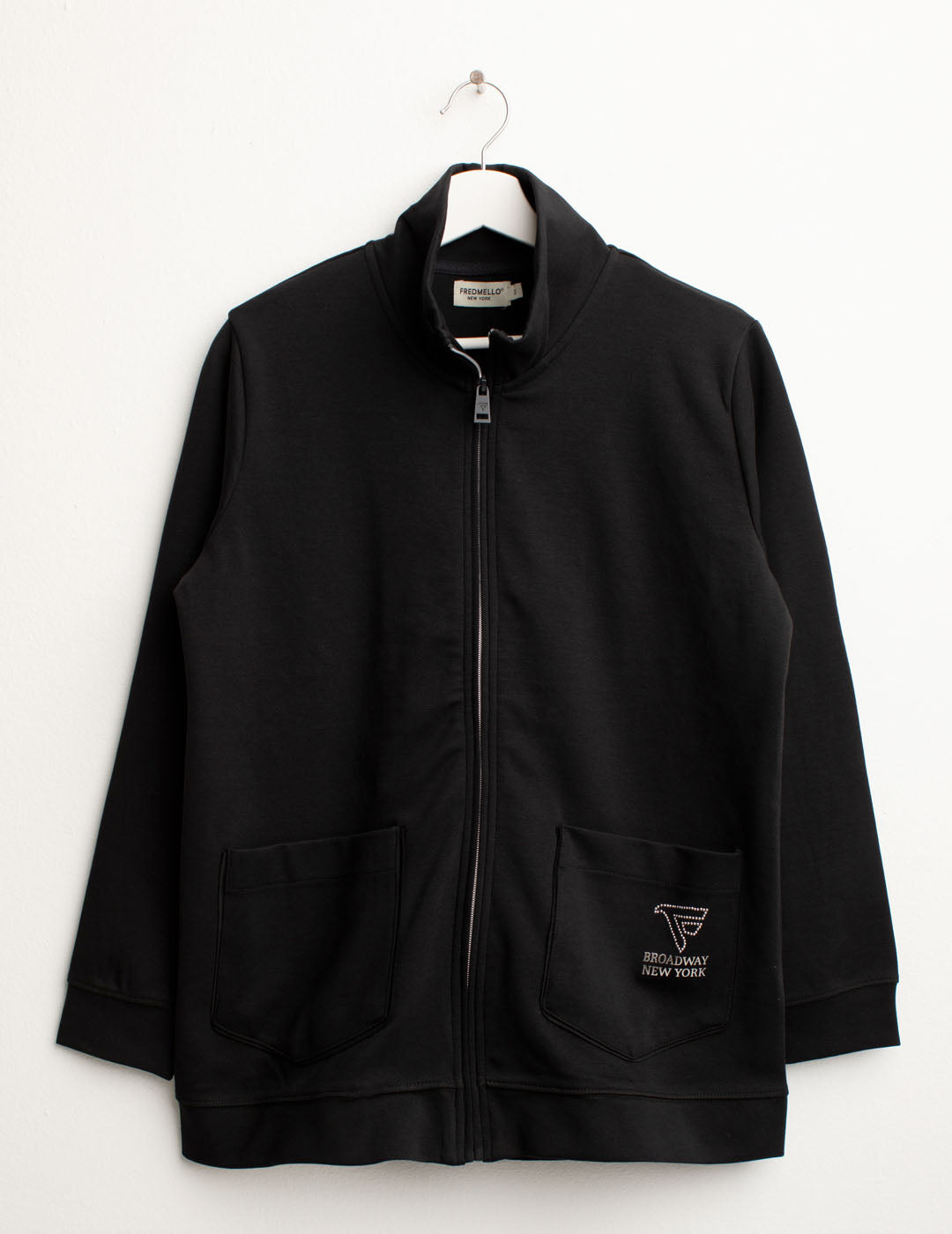 Felpa Full Zip Collo a Listino in Interlock donna black fw25s20fz cc-a0951 Felpa Full Zip Collo a Listino in Interlock