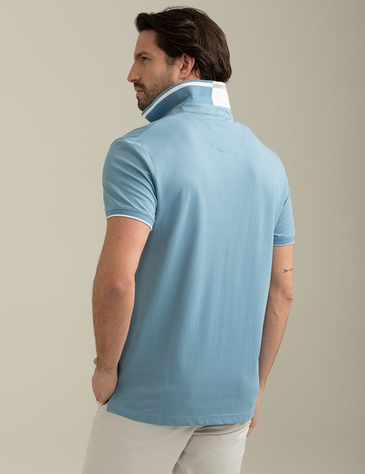 Short Sleeve Piquet Stretch Polo Shirt - back - 002