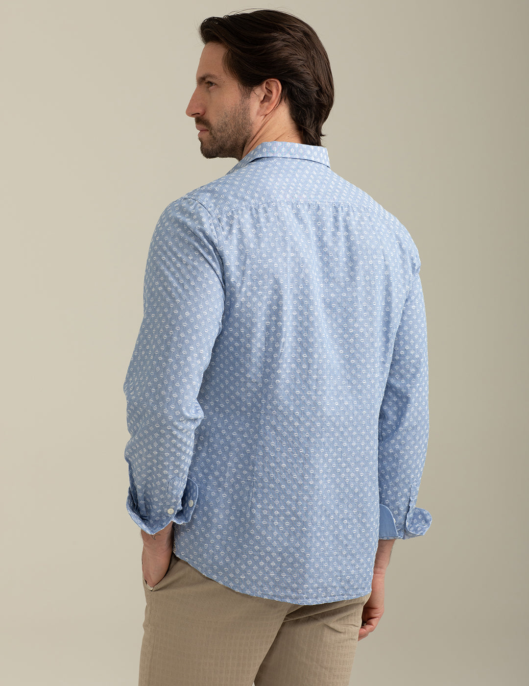 Camicia in Fantasia Jacquard Tintofilo uomo blue fm25s05ct cc-a0601 Camicia in Fantasia Jacquard Tintofilo