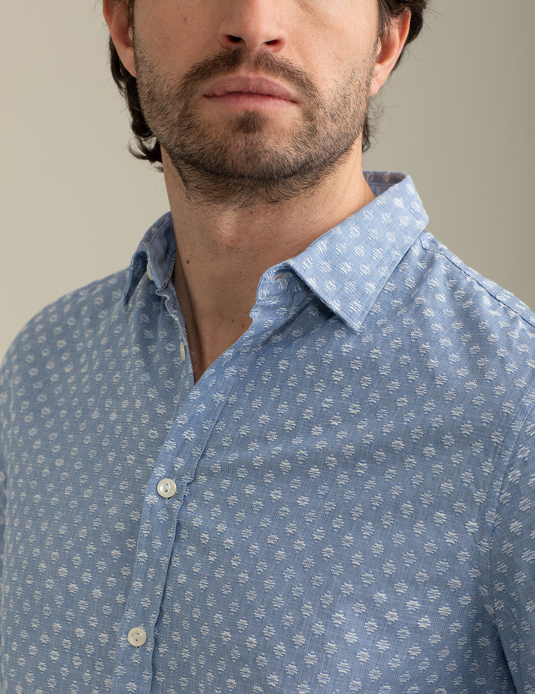 Camicia in Fantasia Jacquard Tintofilo uomo blue fm25s05ct cc-a0601 Camicia in Fantasia Jacquard Tintofilo