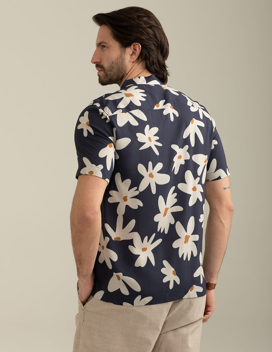 Camicia in Voile di Viscosa Stampata Allover uomo blue fm25s16cs cc-a0601 Camicia in Voile di Viscosa Stampata Allover