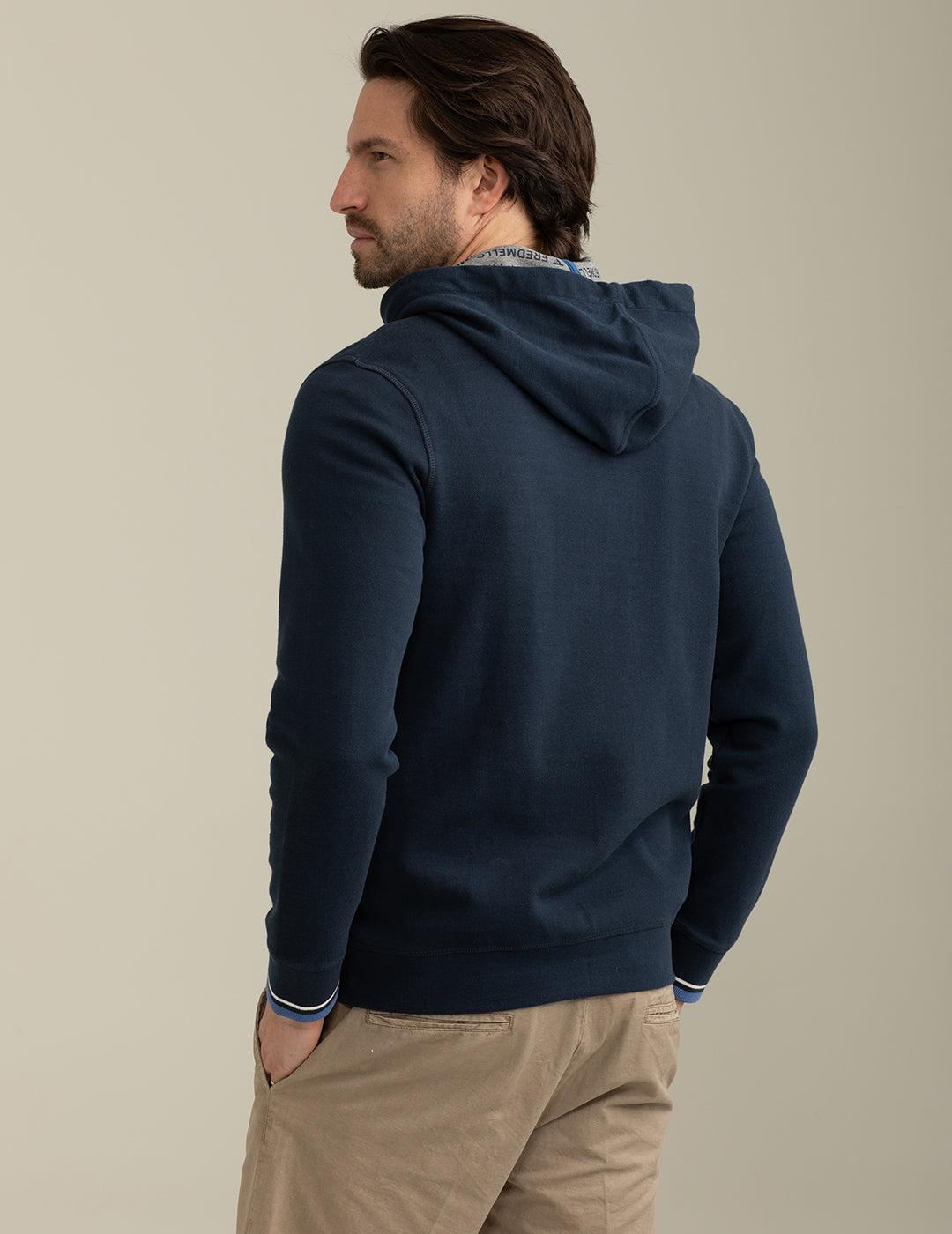 Felpa Full Zip in Piquet con Cappuccio uomo blue fm25s16fz cc-a0601 Felpa Full Zip in Piquet con Cappuccio