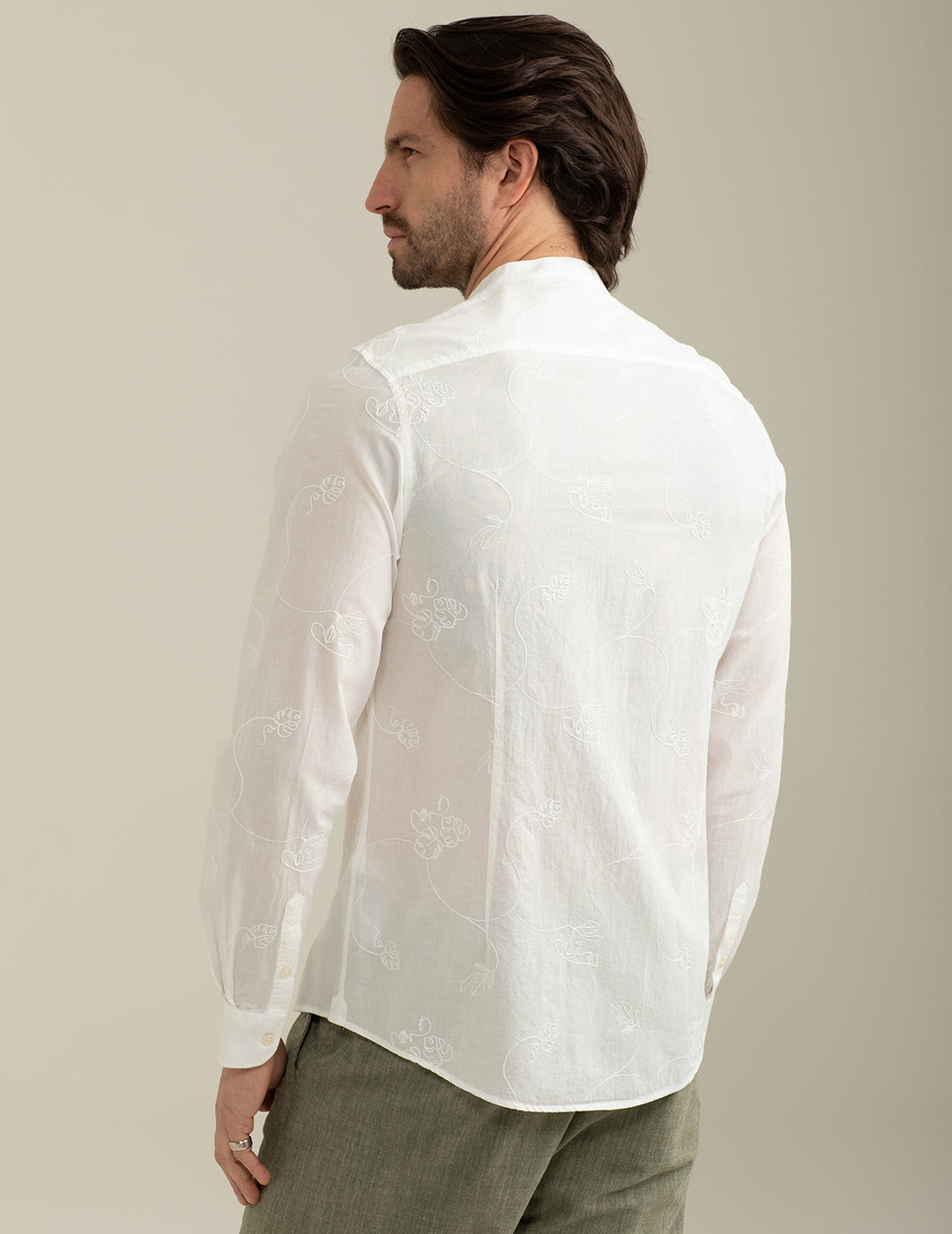 Embroidered Muslin Korean Shirt man white fm25s17cu cc-a0001 Embroidered Muslin Korean Shirt