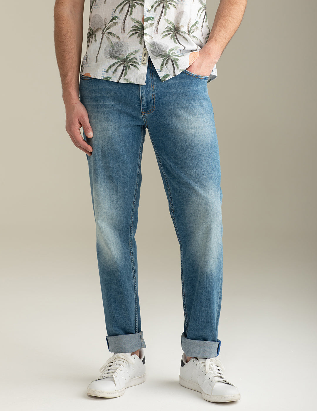 Slightly Stretch Denim Trousers light blue Man FM25S34PD – Fredmello®