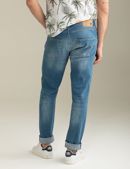 Slightly Stretch Denim Trousers - back - 002