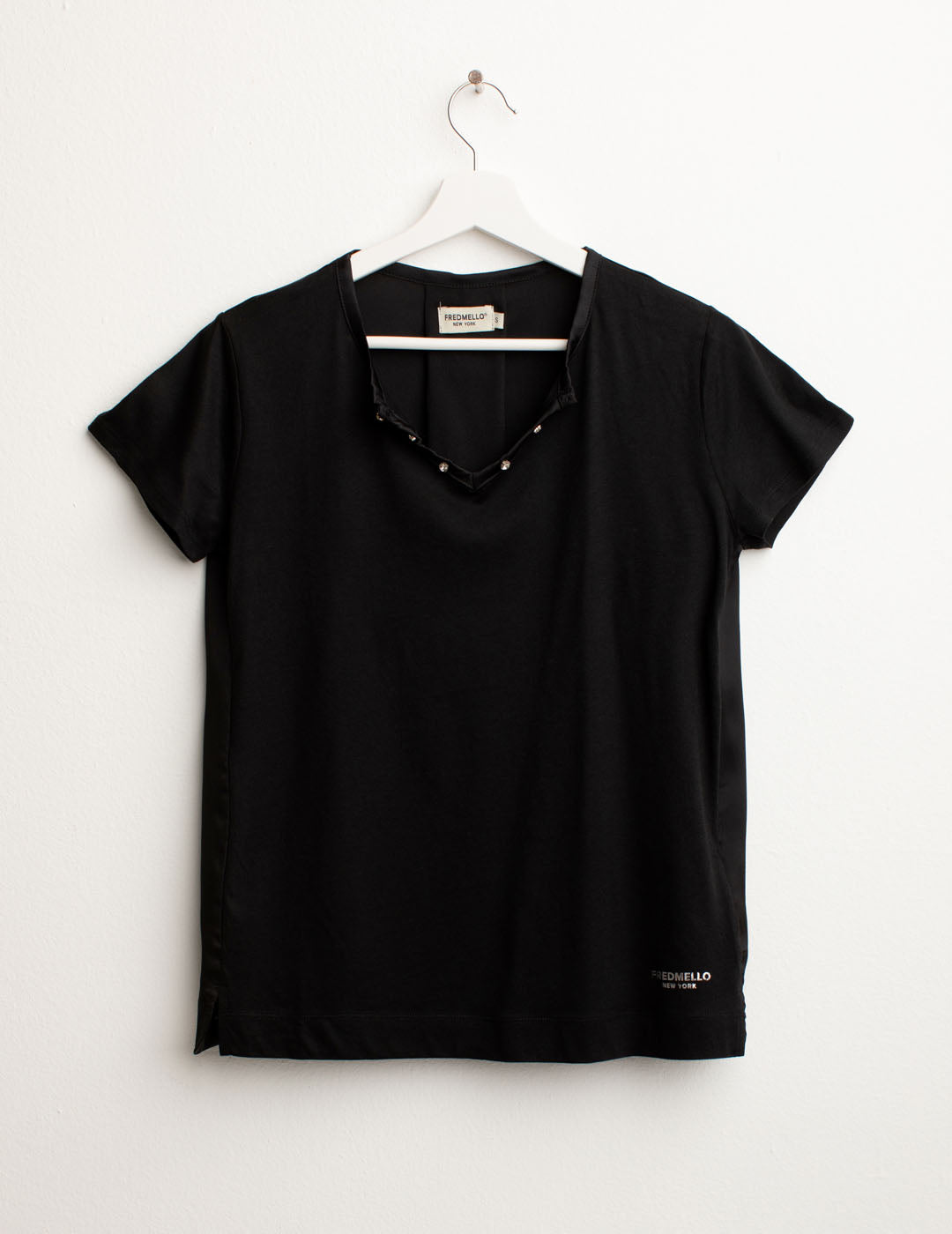 T-shirt Scollo V a Manica Corta donna black fw25s32tv cc-a0951 T-shirt Scollo V a Manica Corta