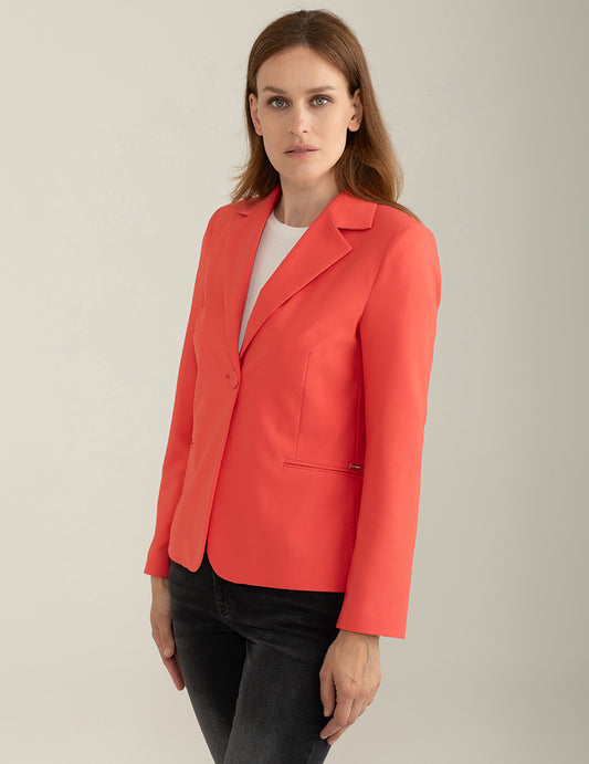 Single-breasted Blazer in Bi-Stretch Fabric - back - 002