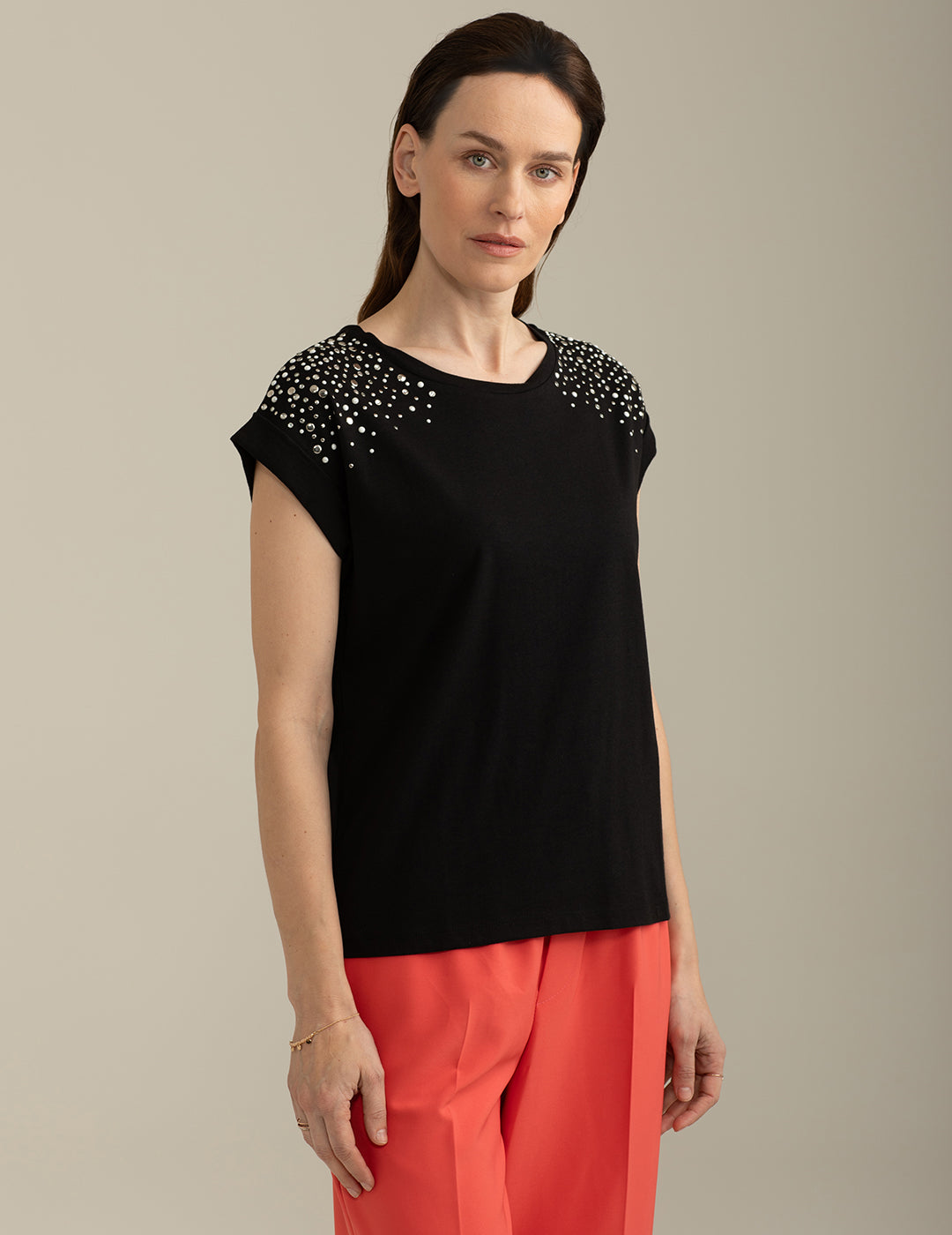 T-shirt Girocollo Ampio a Manica Corta donna black fw25s30tg cc-a0951 T-shirt Girocollo Ampio a Manica Corta
