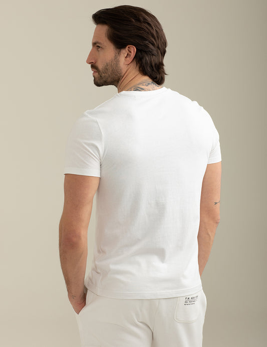 Crew-neck T-shirt with print - back - 002