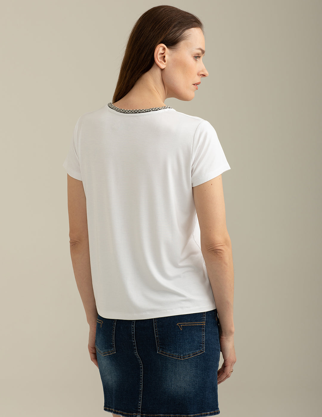 T-shirt Scollo V a Manica Corta donna off white fw25s33tv cc-a0002 T-shirt Scollo V a Manica Corta