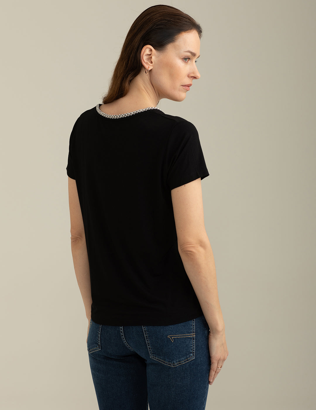 T-shirt Scollo V a Manica Corta donna black fw25s33tv cc-a0951 T-shirt Scollo V a Manica Corta