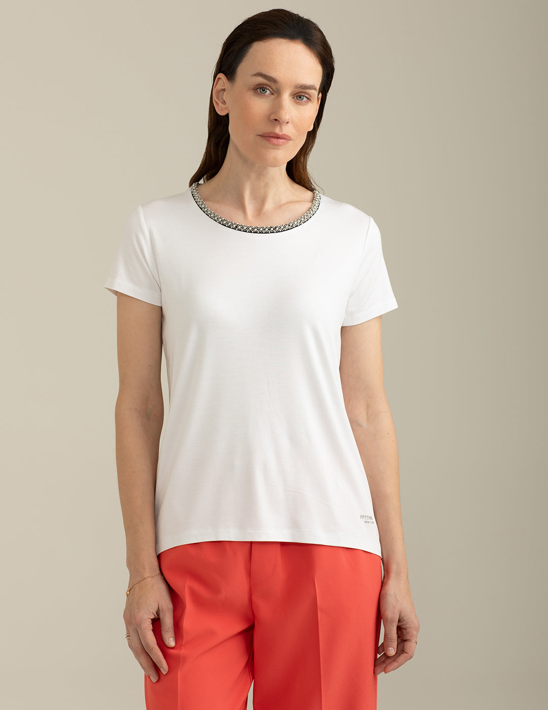 T-shirt Girocollo a Manica Corta donna off white fw25s35tg cc-a0002 T-shirt Girocollo a Manica Corta