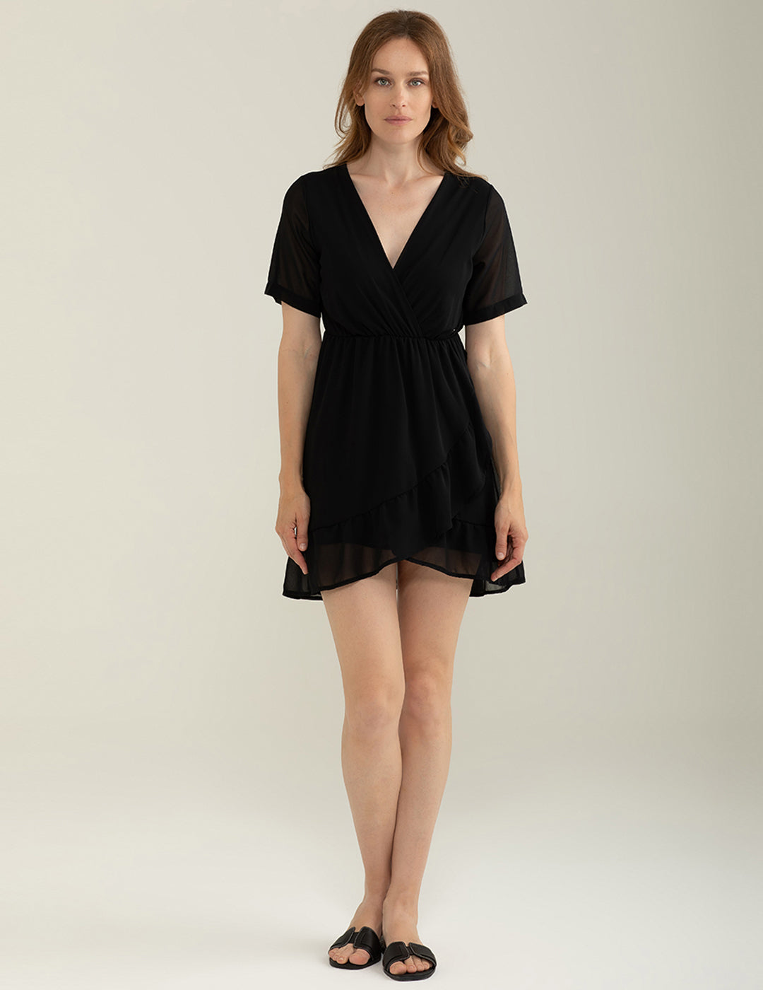 Abito Manica Corta in Georgette donna black fw25s36au cc-a0951 Abito Manica Corta in Georgette