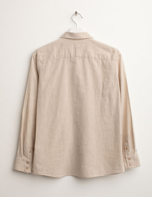 Long Sleeve Shirt in Linen Blend - back - 002