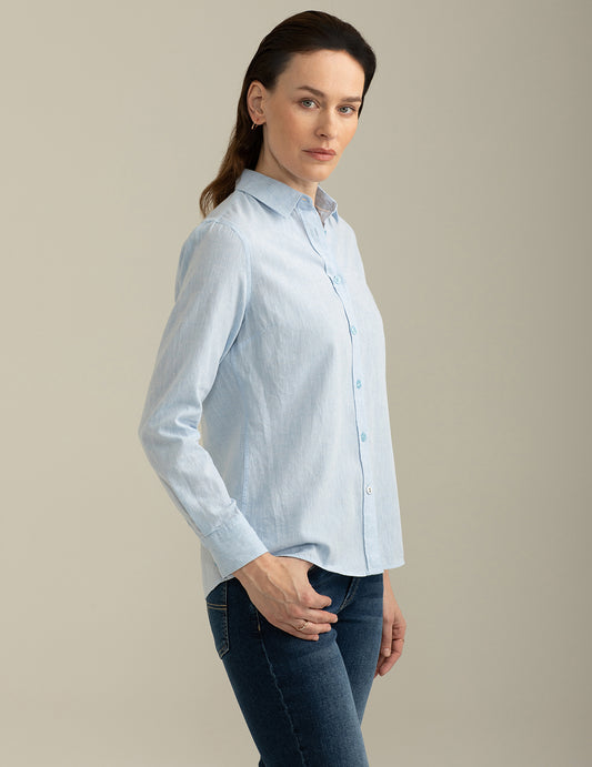 Long Sleeve Shirt in Linen Blend - back - 002