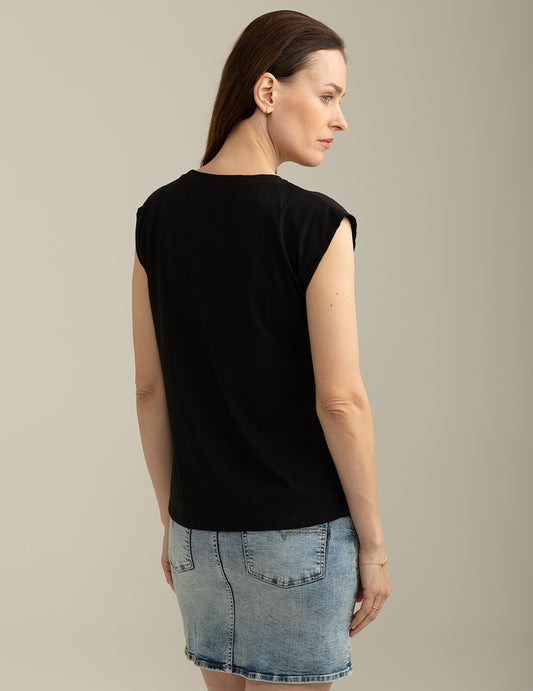 Short Sleeve Wide Crew-Neck T-shirt - back - 002
